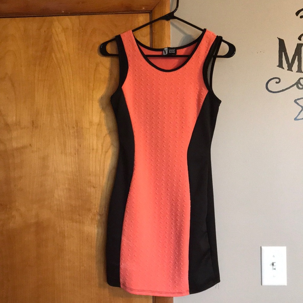 Coral and black dress